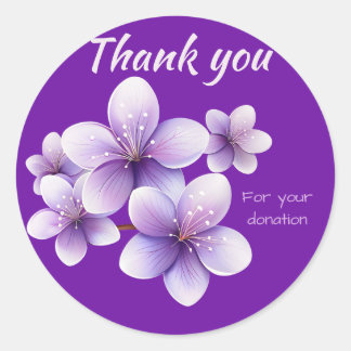Sticker Rond Merci de fleurs de cerisier pourpre pour un don