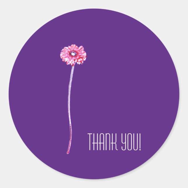 Sticker Rond Merci de fleurs de Gerbera rose pâle (Devant)