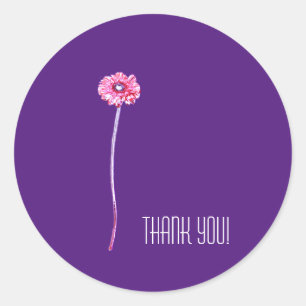 Sticker Rond Merci de fleurs de Gerbera rose pâle