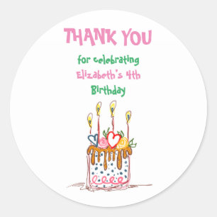 Sticker rond Merci de gâteau Doodle mignon
