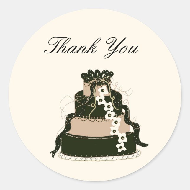 Sticker Rond Merci de gâteau Mariage au chocolat (Devant)