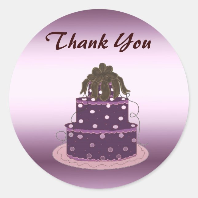 Sticker Rond Merci de gâteau violet moderne (Devant)