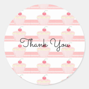 Sticker Rond Merci de gâteaux roses congelés