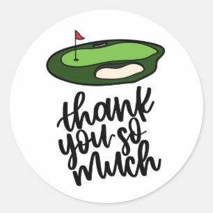 Sticker Rond Merci de golf pour beaucoup pour la partie de golf