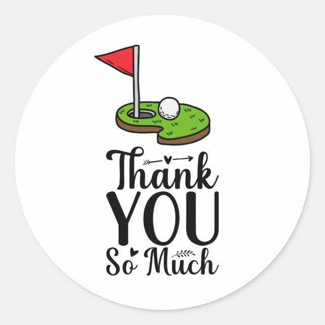 Sticker Rond Merci de golf tellement avec drapeau de golf (Devant)