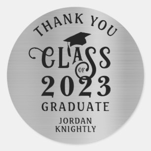 Sticker Rond Merci de graduation Couleur personnalisée Faux Sil