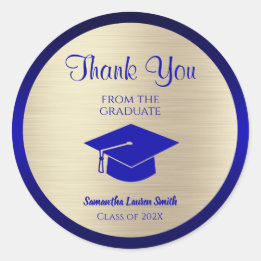 Sticker Rond Merci de graduation Gold Blue Classe de 2023