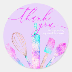 Sticker Rond Merci de la boulangerie du chef pâtissier Violet e
