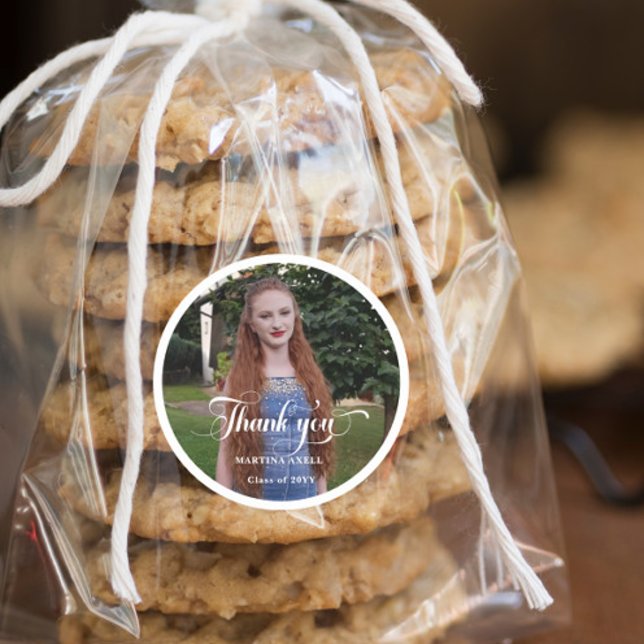 Sticker Rond Merci de la graduation photo (Créateur téléchargé)