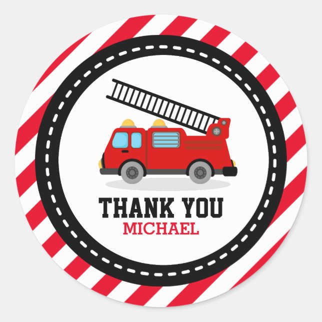 Sticker Rond Merci de la partie de camion moteur d'incendie Fav (Devant)