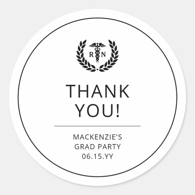 Sticker Rond Merci de la partie de graduation de la RN personna (Devant)