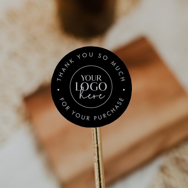 Sticker Rond Merci De Logo D'Entreprise Noir Chic Pour Commande (Créateur téléchargé)