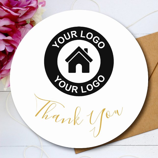 Sticker Rond Merci de logo d'entreprise personnalisé (Créateur téléchargé)