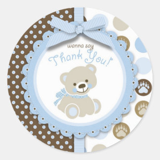 Sticker rond Merci de l'ours en peluche