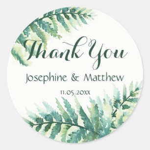 Sticker Rond Merci de Mariage de couleur d'eau verte