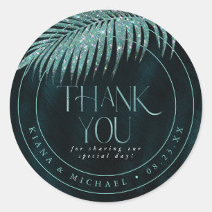 Sticker Rond Merci de Mariage de feuille de joaillerie ID830 Tu