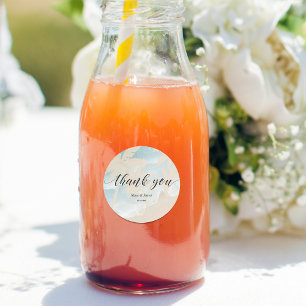 Sticker Rond Merci de mariage de la plage de palme d'aquarelle