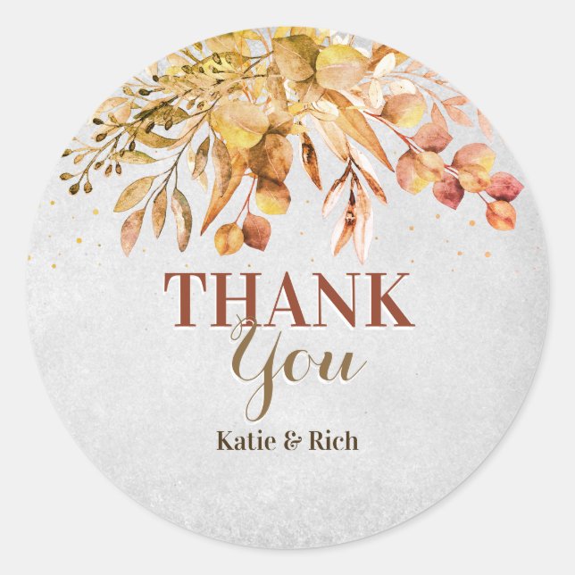Sticker Rond Merci de mariage du jardin d'automne (Devant)