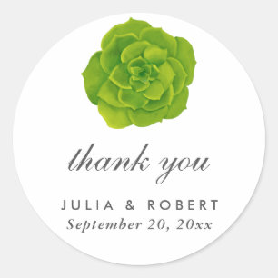 Sticker Rond Merci de mariage élégant et minimal Succulent