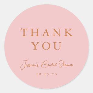 Sticker Rond Merci de Mariage Minimaliste Calligraphie Rose