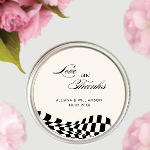 Sticker Rond Merci de Mariage motif noir rétro