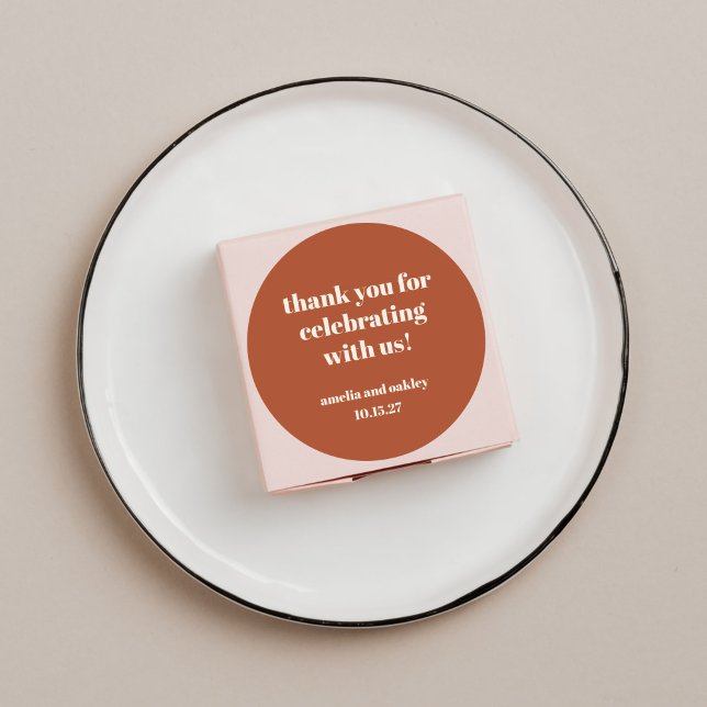 Sticker Rond Merci de mariage personnalisé Gras Rust Fall Retro (Créateur téléchargé)
