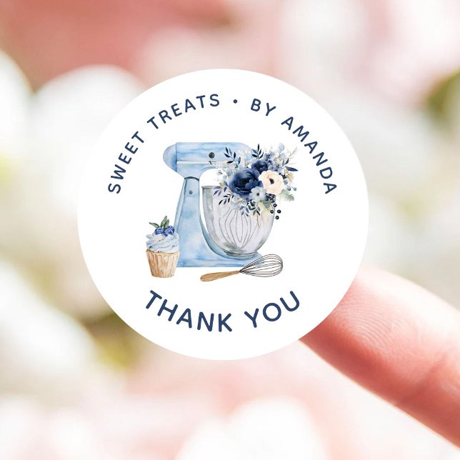 Sticker Rond Merci de mélange bleu (Créateur téléchargé)