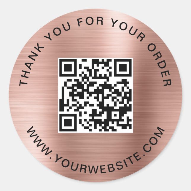 Sticker Rond Merci de Modèle de code QR d'entreprise rose (Devant)
