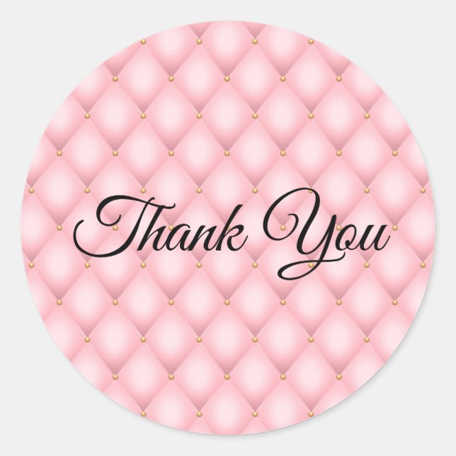 Sticker Rond Merci de Motif de luxe rose Tufted Diamond (Devant)