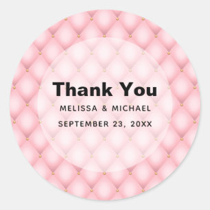 Sticker Rond Merci de Motif de luxe rose Tufted Diamond