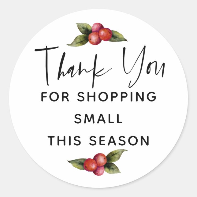Sticker Rond Merci De Noël Pour Acheter Petites Entreprises (Devant)