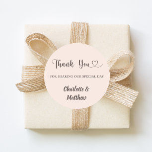Sticker Rond Merci de partager notre jour rose taupe mariage