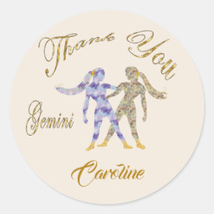 Sticker Rond Merci de Parties scintillant d'or Gemini