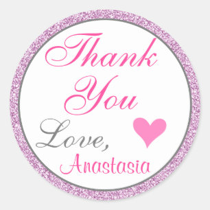 Sticker Rond Merci de Parties scintillant violet de Lilac rose 