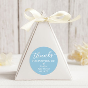 Sticker Rond Merci de Popping By Baby shower Popcorn