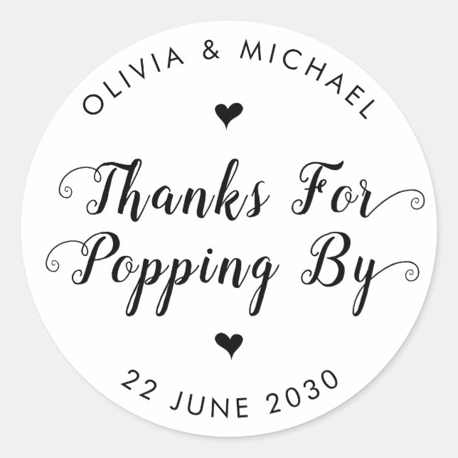 Sticker Rond Merci de Popping By Mariage Popcorn Favor (Devant)