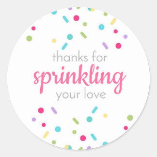 Sticker Rond Merci de saupoudrer vos chevalets d'amour en rose