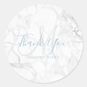Sticker Rond Merci de script en marbre de Monogramme, do-it-you
