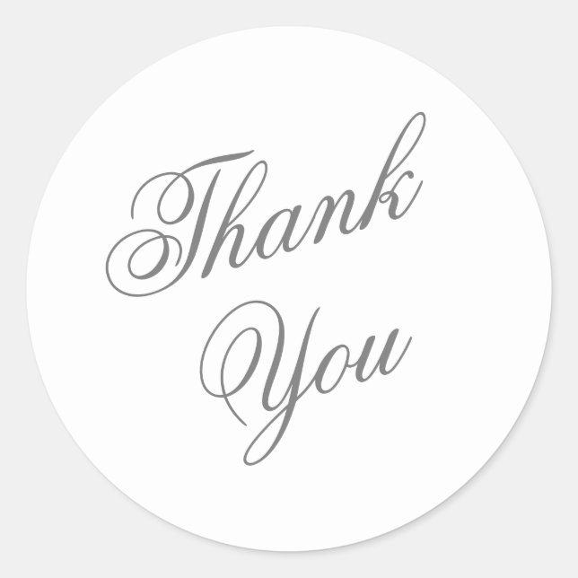 Sticker rond Merci de script gris classique (Devant)