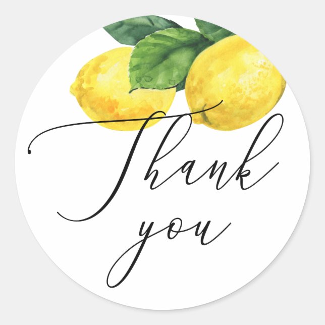 Sticker Rond Merci de script Mariage citron | Citrus rustique (Devant)