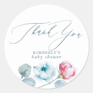 Sticker Rond Merci de soirée spéciale bleu et rose poussiéreux