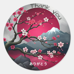 Sticker Rond Merci de style japonais