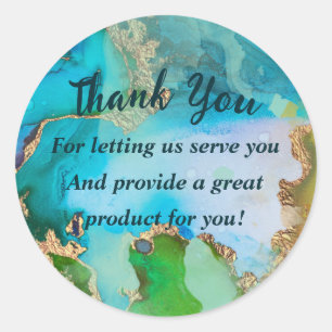 Sticker Rond Merci de texte en marbre bleu violet or