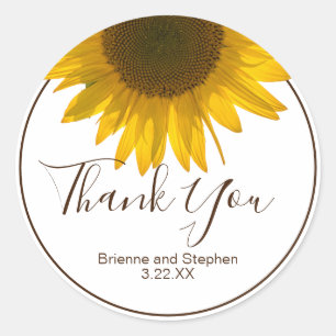 Sticker Rond Merci de tournesol Favor Cadeau