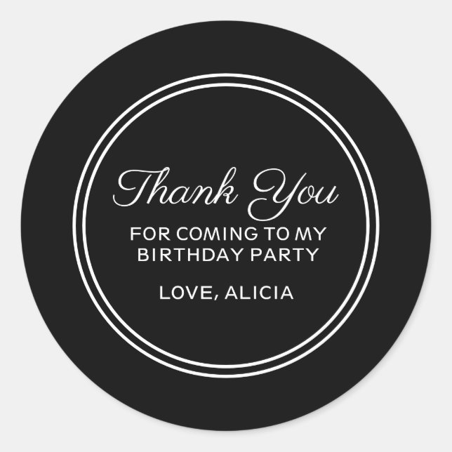 Sticker Rond Merci de typographie moderne noir et blanc (Devant)