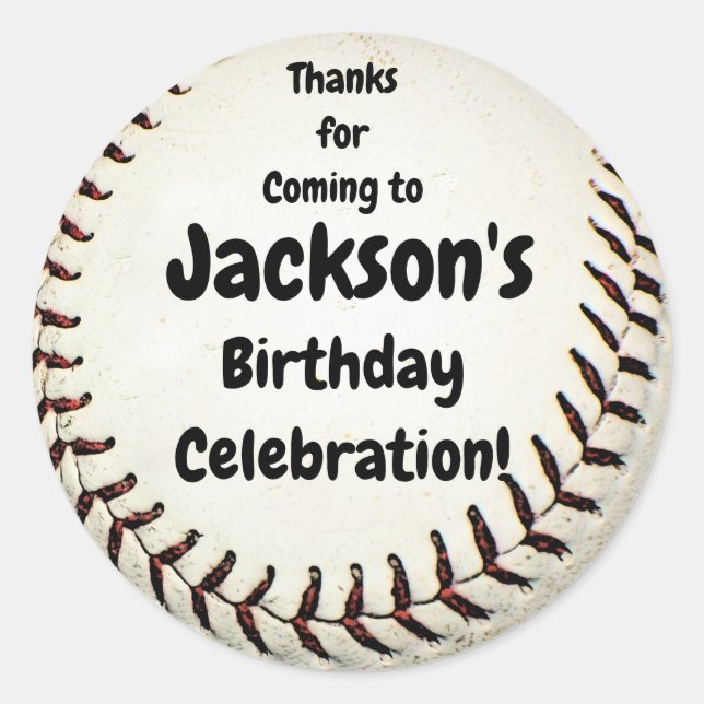 Sticker Rond Merci de venir, Baseball Bithday (Devant)