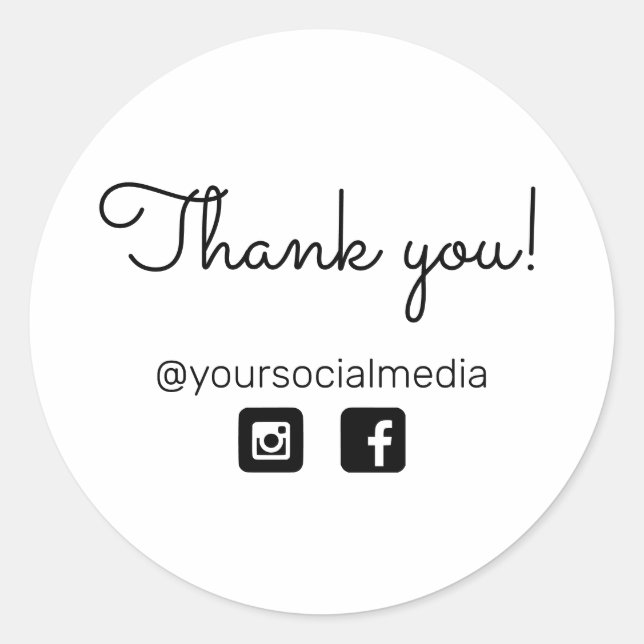 Sticker Rond Merci d'entreprise avec les médias sociaux (Devant)