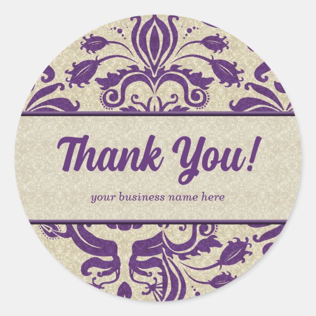Sticker Rond Merci d'entreprise Customisé violet (Devant)