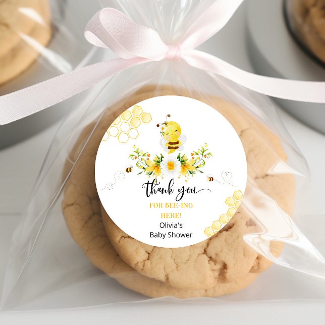 Sticker Rond Merci d'être ici Bee baby shower (Créateur téléchargé)