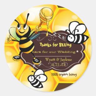 Sticker Rond Merci d'être là pour notre mariage personnalisé
